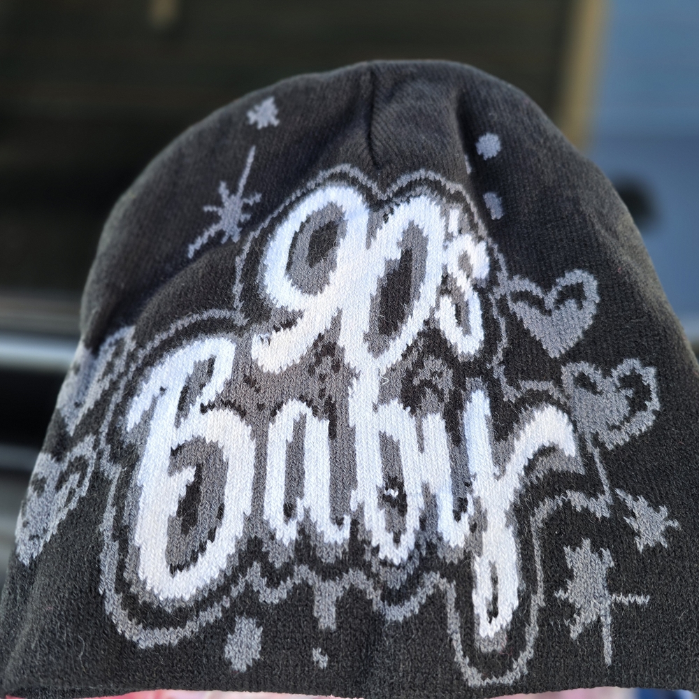 Gray '90s Baby' Knit Beanie